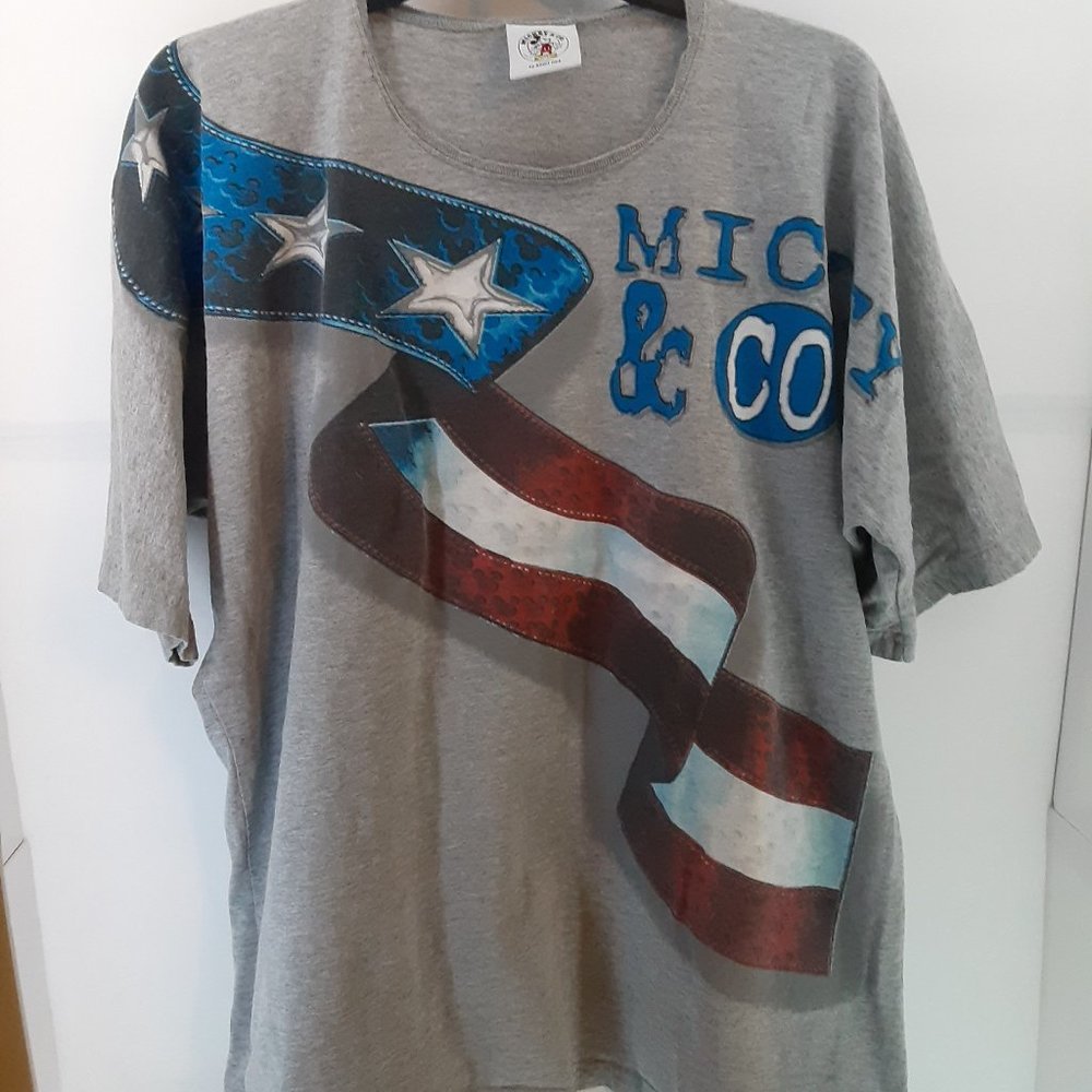 DISNEY Mickey & Co by Admit‎ One Vintage Mickey USA Flag Shirt M/L